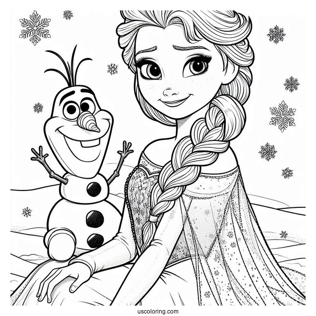 Young Elsa And Olaf In The Snow
