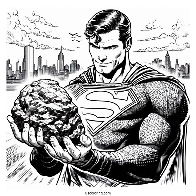 Lex Luther Holding Kryptonite Coloring Sheet