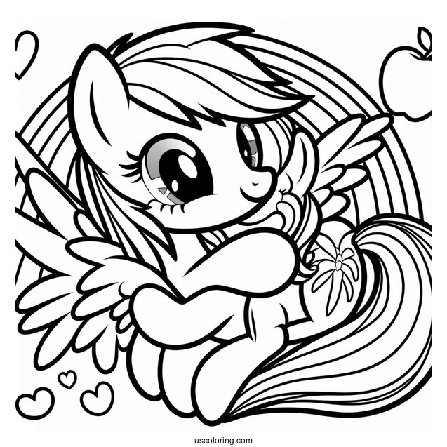 Rainbow Dash Coloring Page Hugging Applejack For Kids