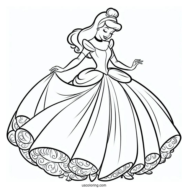 Simple Outline Of Cinderella To Color