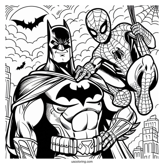 Batman And Spider-Man Coloring Sheet