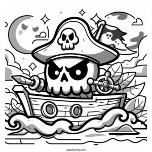 Brawl Stars Coloring Page Of Cursed Pirate On Boat