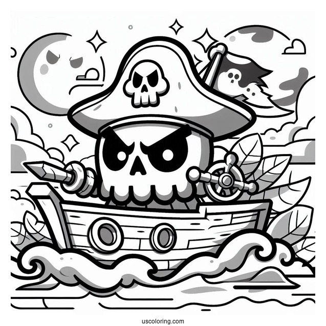 Brawl Stars Coloring Page Of Cursed Pirate On Boat