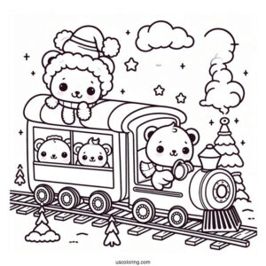 Kawaii Polar Express Coloring Page Passengers For Preschoolers