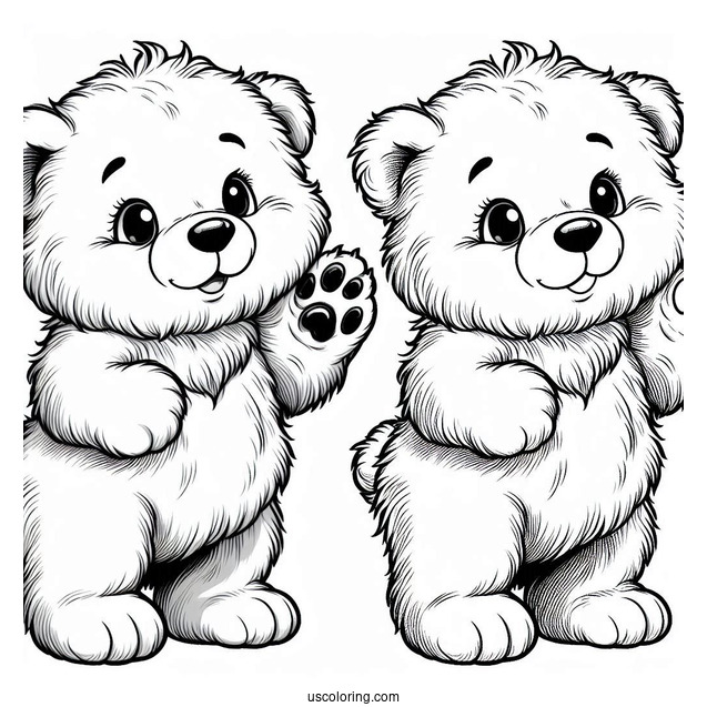 Fluffy Bear Coloring Page With One Paw Raised