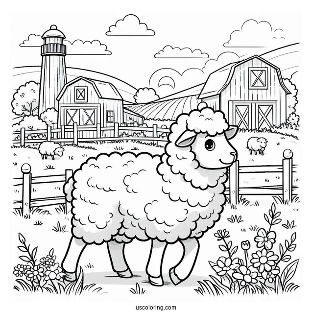 Sheep Walking Around Field On Farm