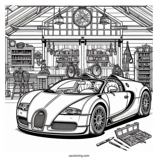 Bugatti Coloring Page Centodieci Inside Garage
