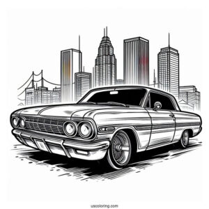 Cool Lowrider Coloring Page Car Parked In The Street