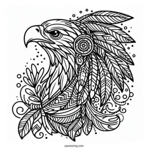Native American Coloring Page of Eagle Spirit Animal For Kids