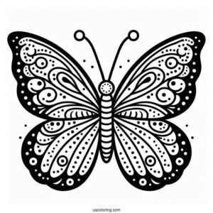 Easy Outline Of Butterfly With Spots On Wings