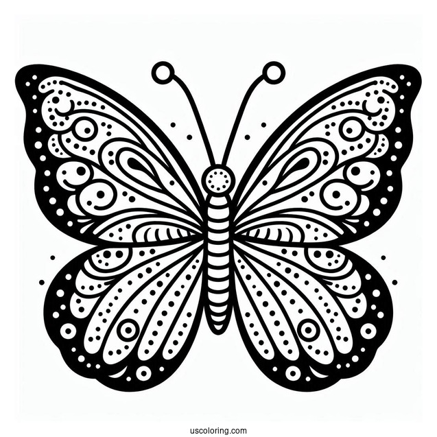 Easy Outline Of Butterfly With Spots On Wings