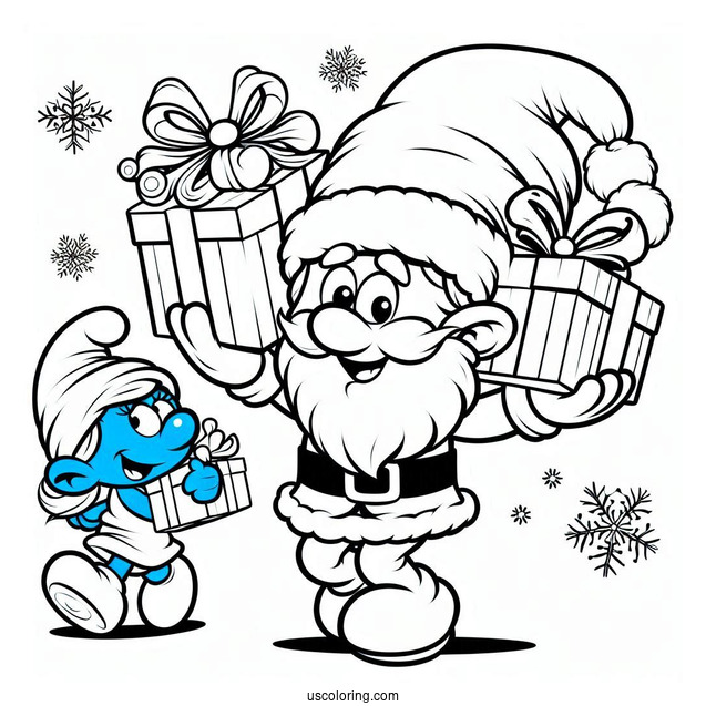 Santa Smurf Carrying Christmas Presents