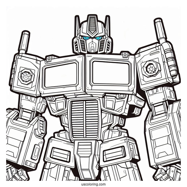 Cute Cartoon Optimus Prime Coloring Page For Preschoolers