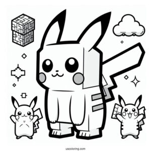 Minecraft Pikachu Coloring Sheet