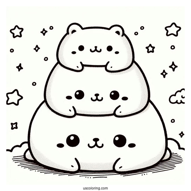 Sumikko Gurashi Coloring Page Of Friends On Top Of Each Other