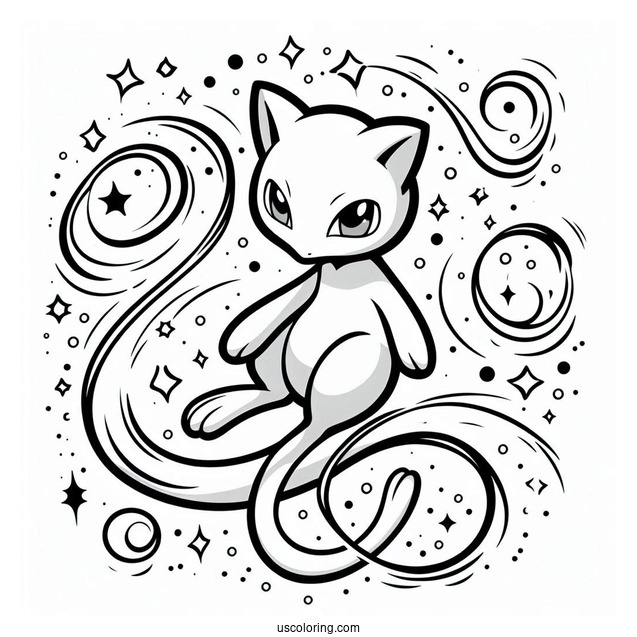 Mew Coloring Page Mysterious Tail Pokemon Card