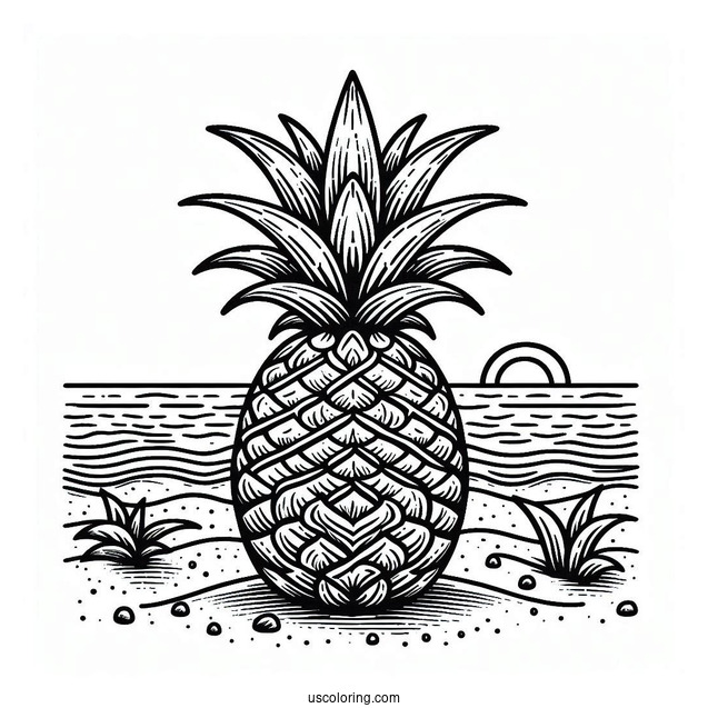 Pineapple With Ocean And Sand
