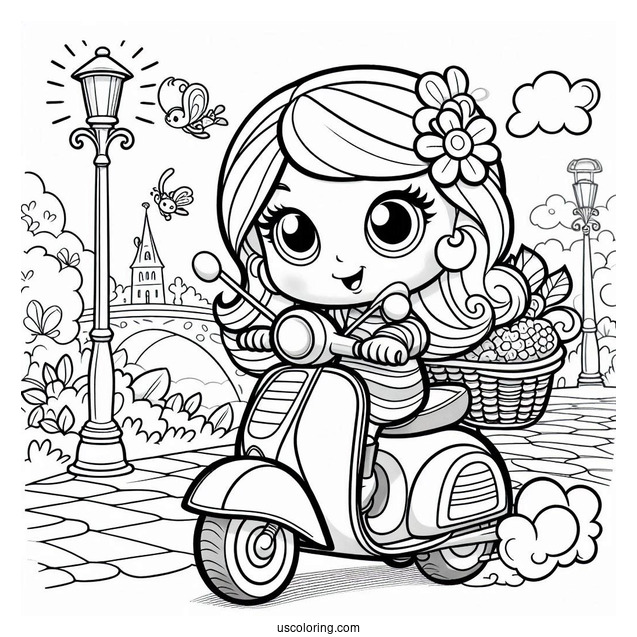 Polly Pocket Coloring Page Riding Scooter With Sidecar With Nikolas