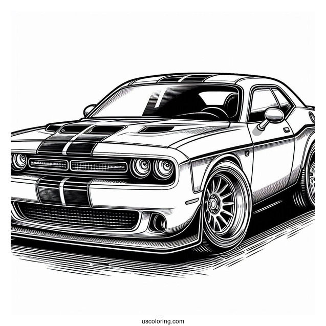Dodge Challenger Coloring Sheet For Kids