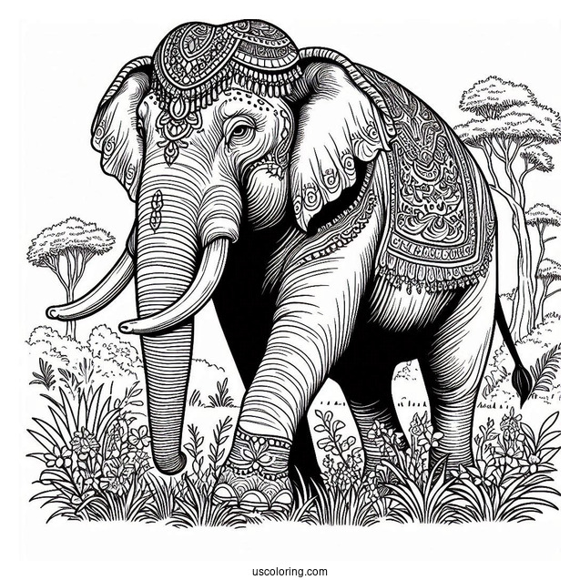 Big Indian Elephant In The Wild