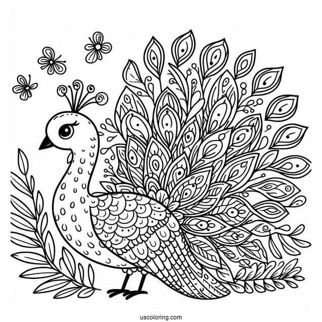 Cute Peacock Coloring In