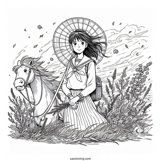 Studio Ghibli Coloring Page of The Wind Rises Nahoko Satomi Painting