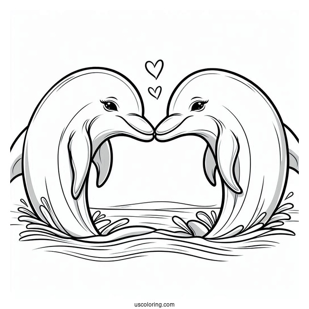 Two Dolphins Touching Noses Coloring Page