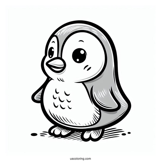 Little Blue Detailed Penguin Coloring In