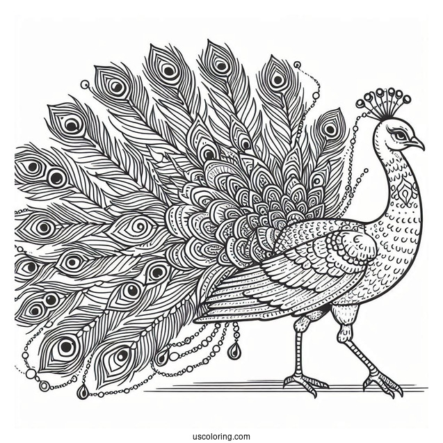 Peacock Walking Coloring Page