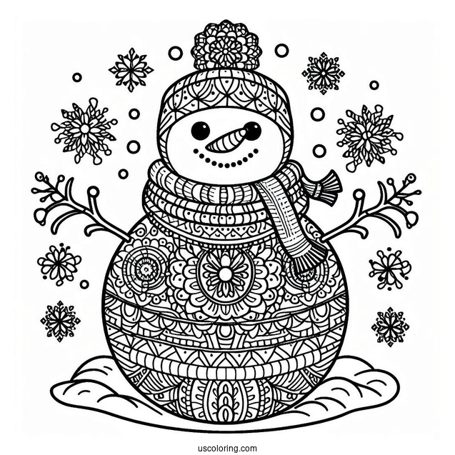 Snowman Mandala To Color For Adults