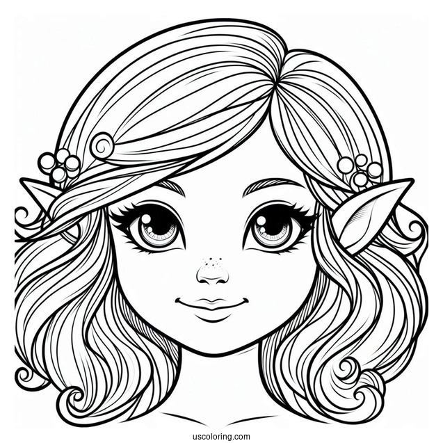 Elf Face Coloring Sheet For Kids