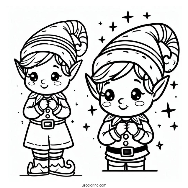 Easy Outline Of An Elf To Color For Kids
