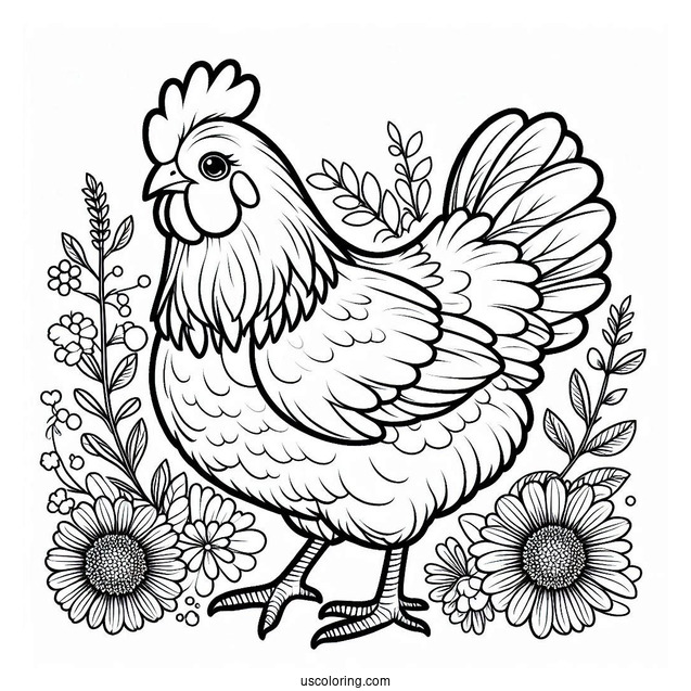 Rhode Island Red Chicken Coloring Page