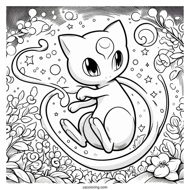 Mew Coloring Page Mysterious Tail Pokemon Card