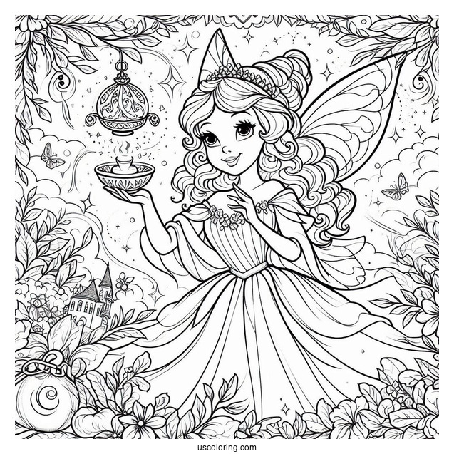 Easy Coloring Page Of The Fairy Godmother