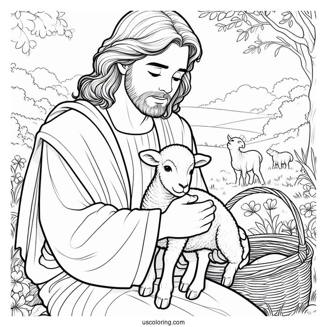 Jesus Coloring Page Finding The Missing Lamb For Kids