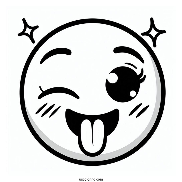 Winking Face With Tongue Emoji Coloring Page