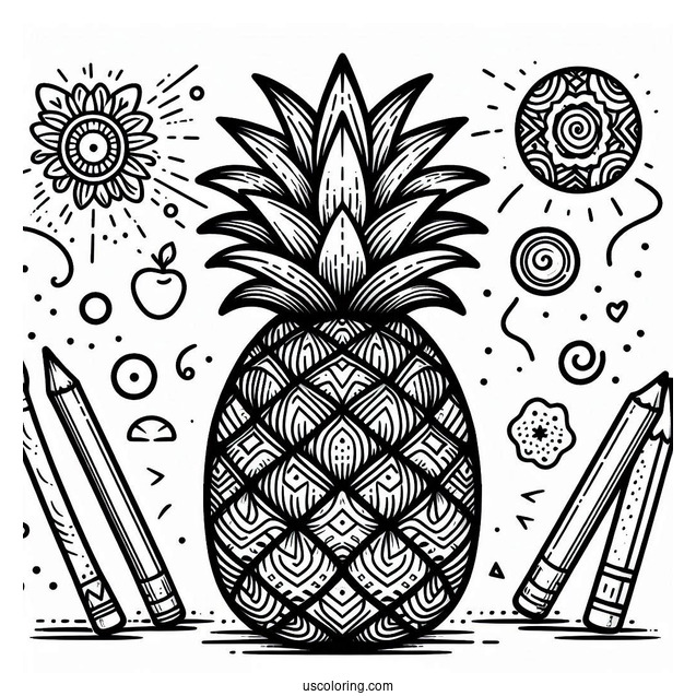Pineapple Coloring Page For Adults