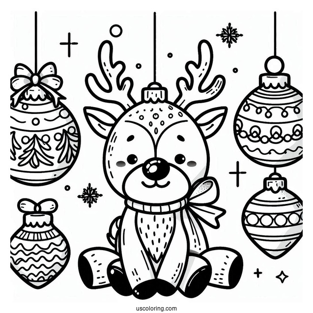 Christmas Ornaments Coloring Page Of Rudolph The Reindeer Bauble