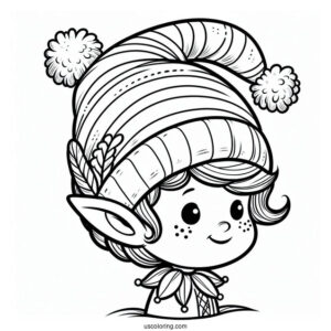 Coloring Page Of An Elf Hat