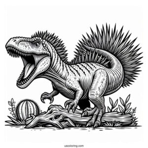 Spiky Yutyrannus Growling Coloring Page