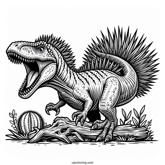 Spiky Yutyrannus Growling Coloring Page