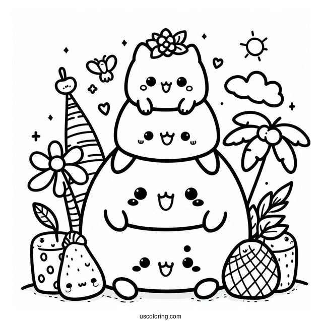 Sumikko Gurashi Coloring Page Of Friends On Top Of Each Other