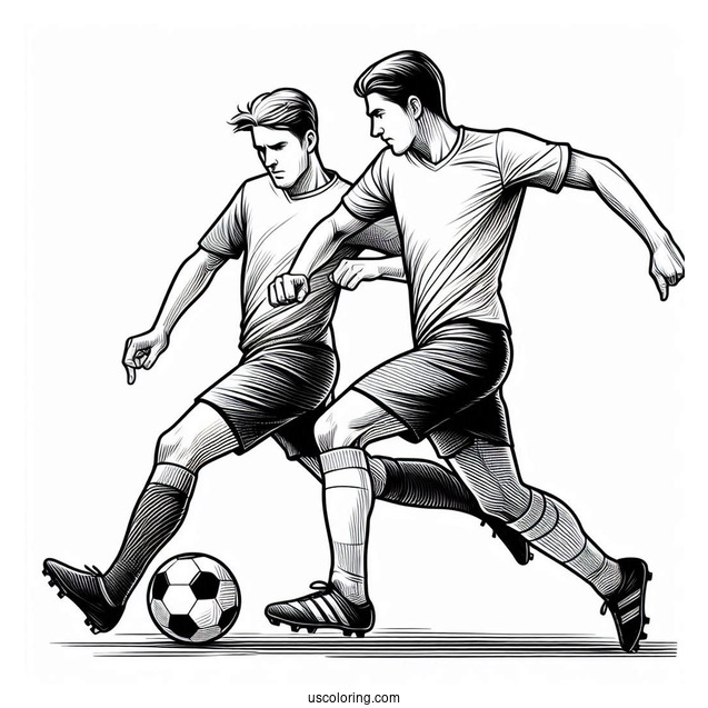 Two Football Players Contending For Ball