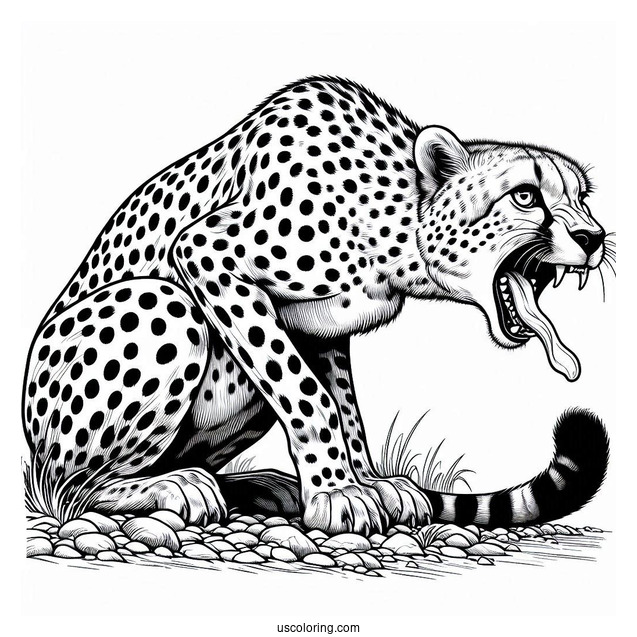 Large Cheetah Coloring Page Hissing