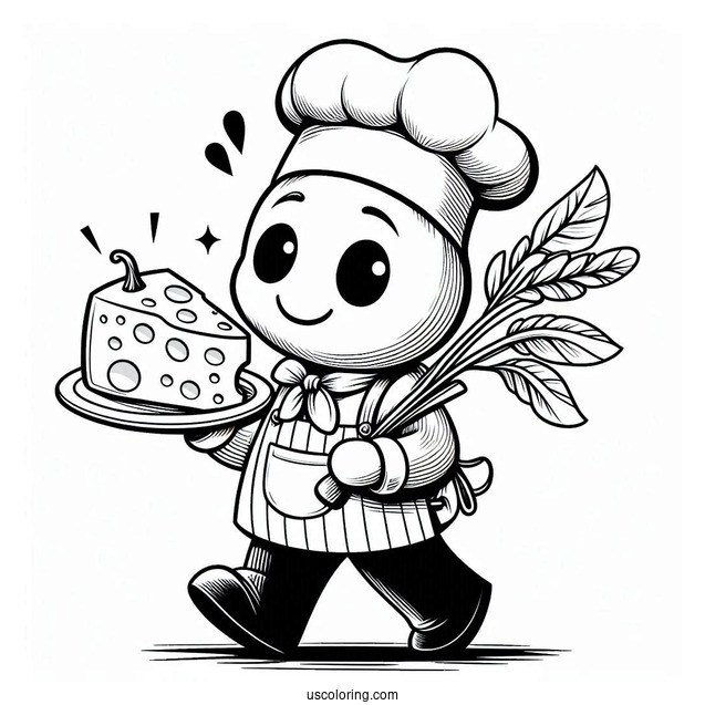 Ratatouille Coloring Page Carrying A Slice Of Cheese