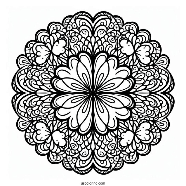 St. Patrick's Day Coloring Page Intricate Clover Mandala
