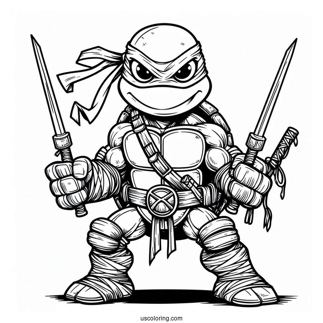 Detailed Ninja Turtles Coloring Page