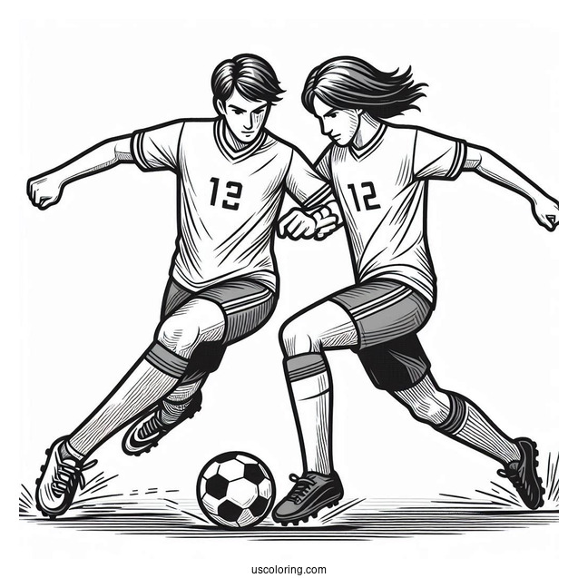 Two Football Players Contending For Ball