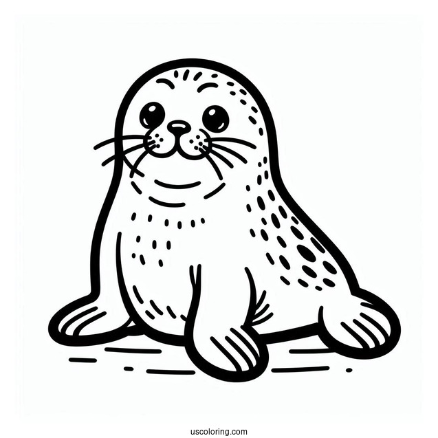 Easy Outline Of Baby Seal Coloring Page